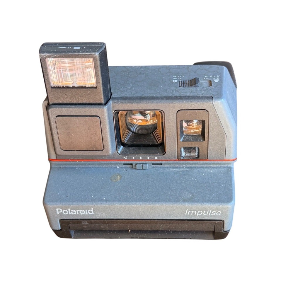 Polaroid Impulse 600 Series Instant Film Camera Vintage Gray Built-in Flash